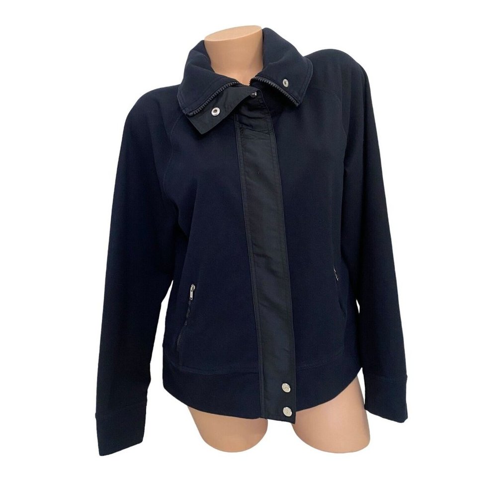 Lauren Ralph Lauren Women’s LARGE Black Short Light Moto Active‎ Jacket Full Zip